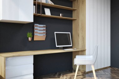 Siyah ev ofis işyeri, yan görünüm