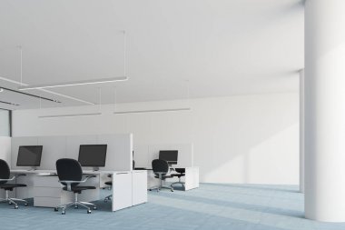 Mavi zemin açık alan office köşe, sütun