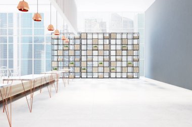 Panoramik Restoran iç, yan görünümü tonda