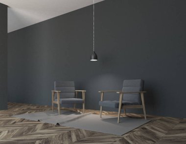 Koyu gri oturma odası iç