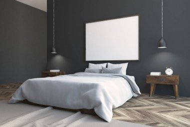 Gri İskandinav yatak köşesinde, poster