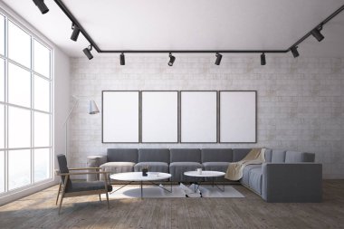 Bir beyaz tuğla oturma odasında posteri Galeri