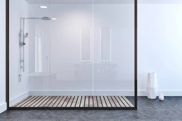 Interior del baño blanco, cabina de ducha — Foto de Stock