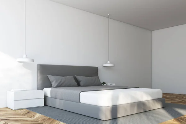 Vita skandinaviska sovrum hörnet — Stockfoto