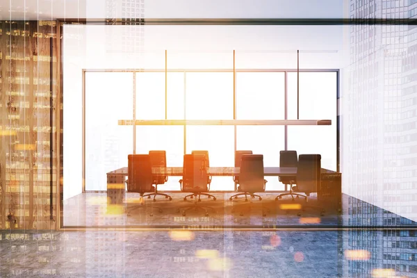 White and wooden meeting room toned — Stock Photo, Image