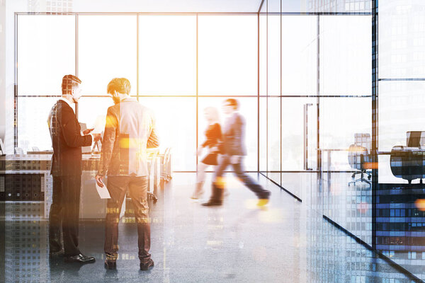 Современный интерьер офиса открытого космоса тонизировали
