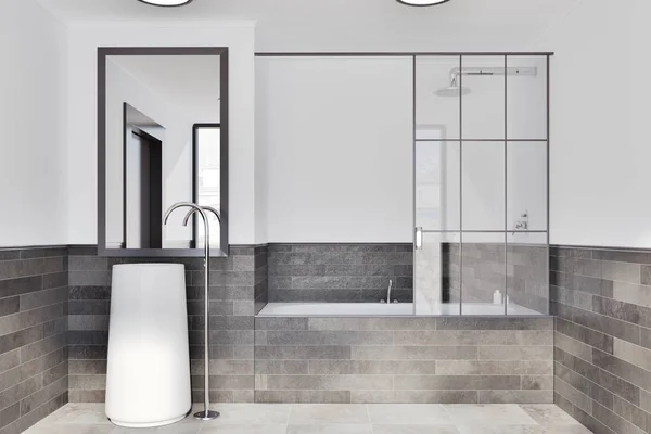 Badezimmer weiß und gemauert, rundes Waschbecken — Stockfoto