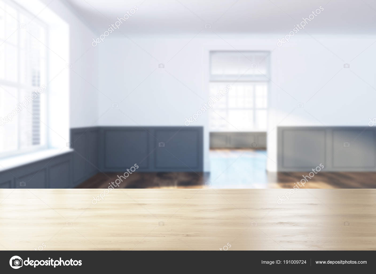 White And Gray Empty Room Doorway Blur Stock Photo