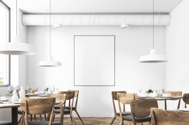 Poster beyaz loft Restoran iç, yakın çekim
