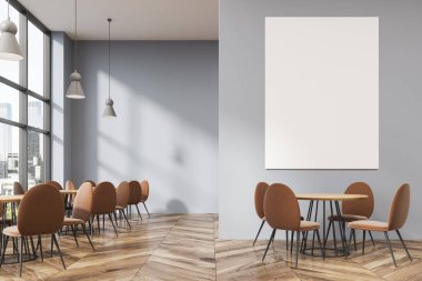 Işık gri kahvehane iç, poster