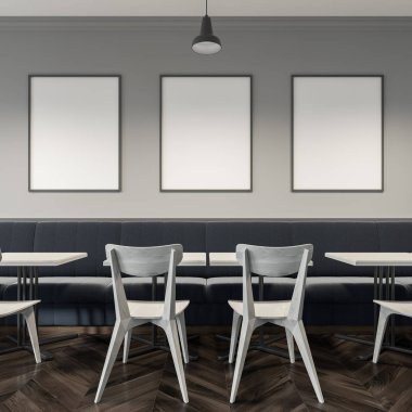 Poster Galeri beyaz gri kafe iç, yakın çekim