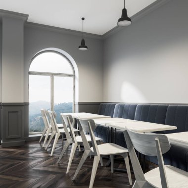 Beyaz modern café iç, pencere