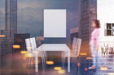 Gri yemek odası iç, tonda poster