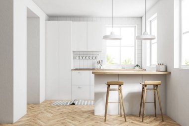 Bir çizgiyle beyaz mutfak