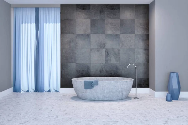 Interior moderno do banheiro, banheira cinza — Fotografia de Stock