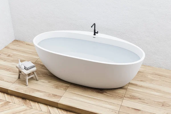 Banheira branca em um banheiro branco, vista superior — Fotografia de Stock