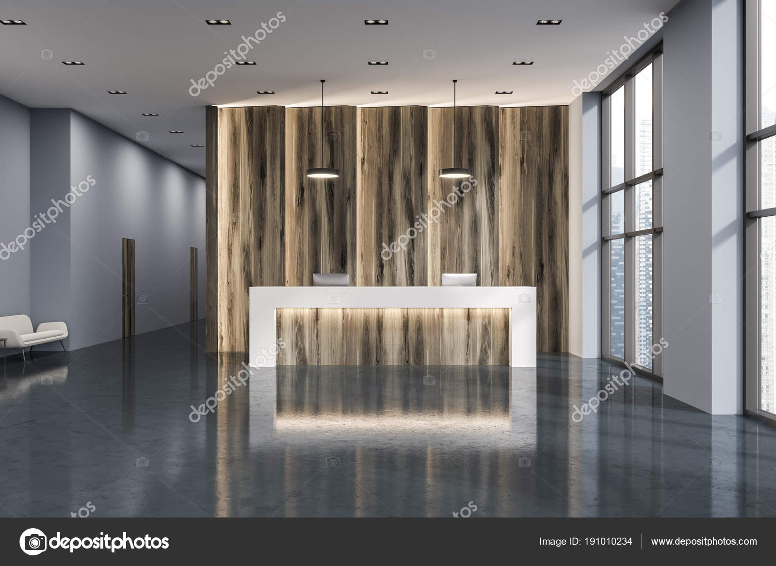 Wooden Reception In A Modern Office Stock Photo C Denisismagilov