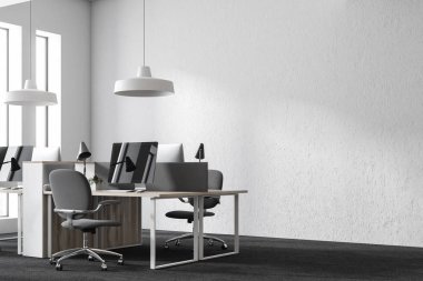 Beyaz loft açık alan işyeri duvar sahte