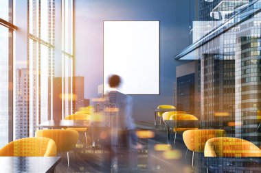 Koyu gri ofis bekleme odası, sınıf, poster tonda