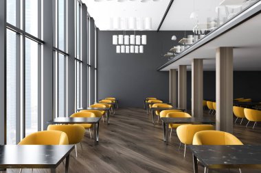 Koyu gri ofis bekleme odası veya sınıf