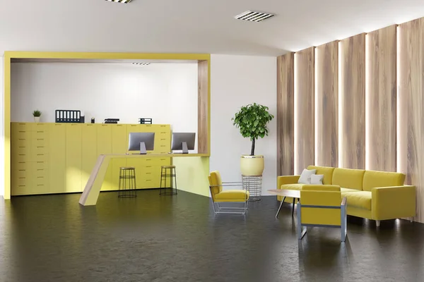 Yellow stylish office interior — Stock Photo, Image