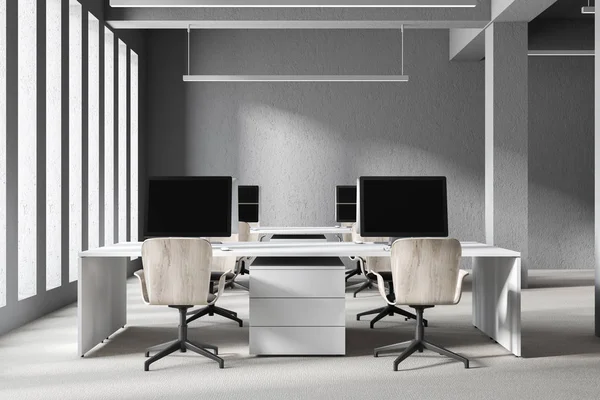 Gray loft open space workplace — Stock Photo, Image