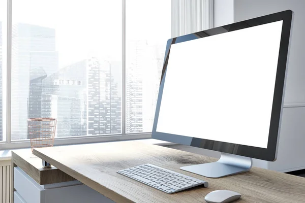 Mock up computer screen in office — Stock Photo, Image