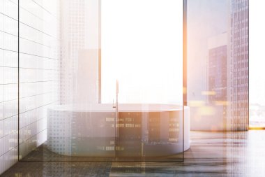 Tonlu beyaz karo banyo iç, beyaz küvet