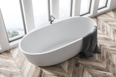 Loft banyo iç beyaz küvet en iyi Manzaralı