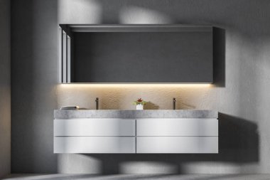 Çift banyo lavabo, yatay ayna