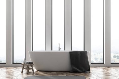 Loft beyaz bir küvet ile banyo iç