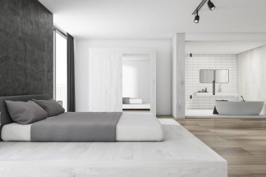 Modern yatak odası ve banyo iç