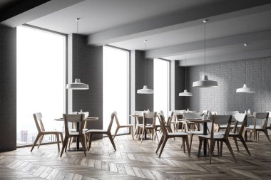 Beyaz tuğla modern café köşesi