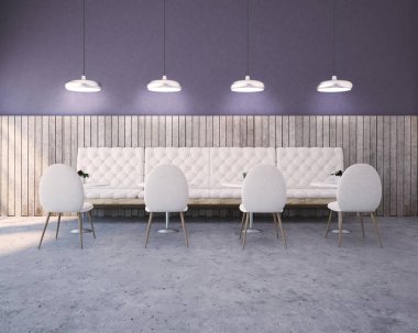 Mor, ahşap Restoran iç, kanepe ve sandalye
