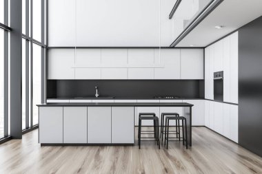 Beyaz çatı katı mutfak iç