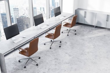 Loft beyaz açık alan office köşe, üstten görünüm