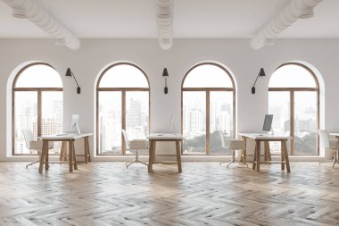 Bir minimalist açık alan Bürosu yan görünüm