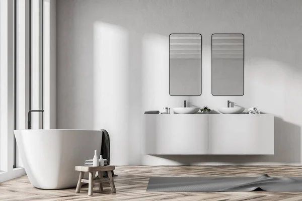 Küvetli çift banyo lavabo beyaz — Stok fotoğraf