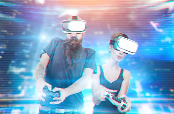 People playing virtual reality games