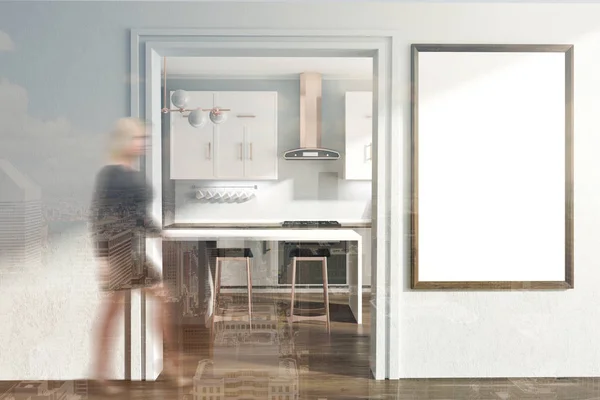 Witte keuken interieur, poster toned — Stockfoto