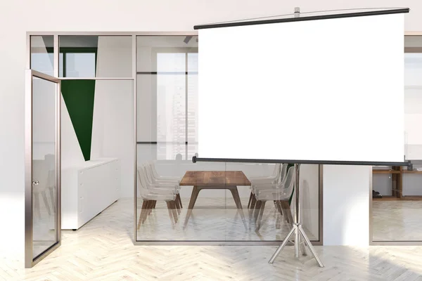 白色和绿色现代办公室大厅, 模仿 — 图库照片