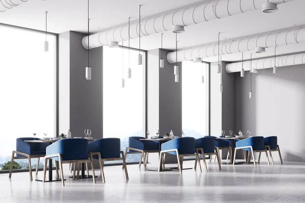 Blauwe stoelen loft café hoek — Stockfoto