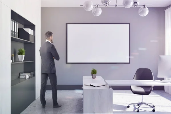 White and gray company manager office, poster ton — Stock Photo, Image