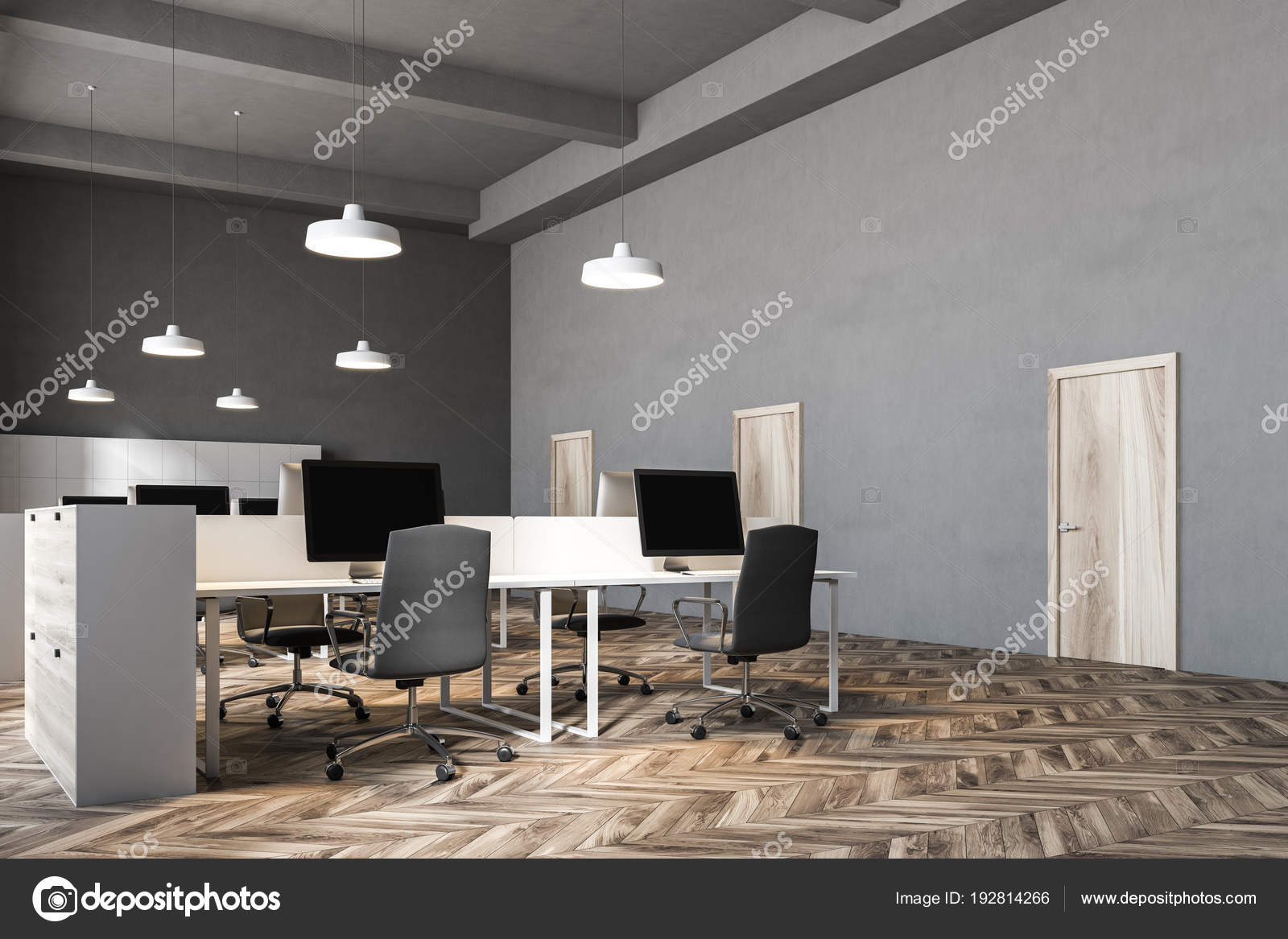 Intérieur Dun Intérieur De Bureau Mur Gris Foncé