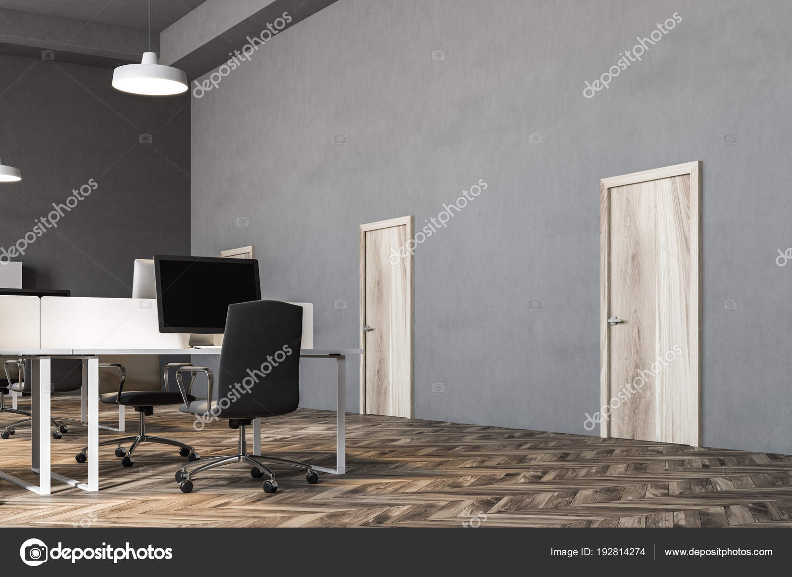 Porte per interni, ufficio parete grigio scuro — foto stock ... Porte per uffici
