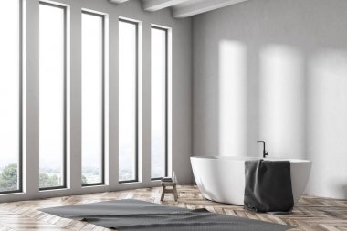 Loft beyaz bir küvet ile banyo köşe