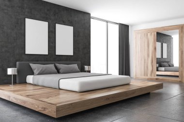 Beton duvar İskandinav yatak köşe, posterler