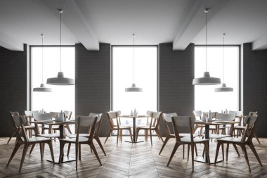 İç bir gri tuğla çatı kafe yakın çekim