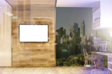 Siyah duvar ev ofis, Tv ekran yukarı alay tonda