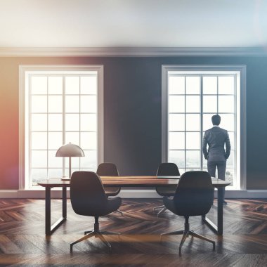 Lüks gri ev ofis iç, adam